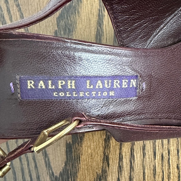 Vintage Ralph Lauren Collection Women's Dark Burgundy Slingback Heels - Picture 2 of 7